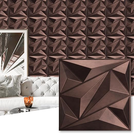 Antique Copper 33 Pack 3D Wall Panels for Interior Decor, PVC Textured Wall Panels 12''x12'' Cover 32.Sq.Ft.Antique Copper | PVC Accent Wall Panels for Interior Wall Decor, Living Room Lobby Bedroom Hotel Office
