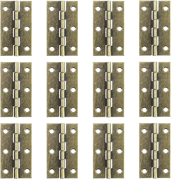 Antrader Antique Bronze Hinges,12Pcs Folding Butt Hinges with Screws Door Hinge for Doors Windows Furniture Cabinet Boxes