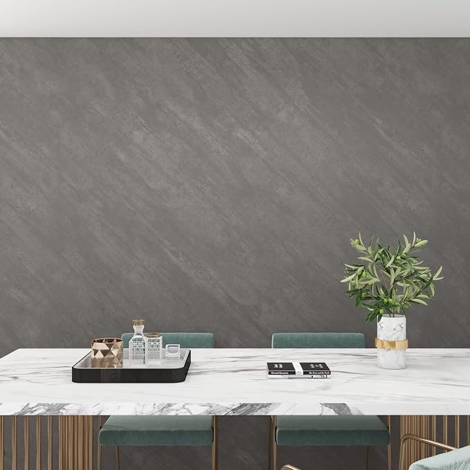 3yecao 16"×354" Faux 3D Grey Concrete Wallpaper Peel and Stick Thick Gray Concrete Contact Paper Matte Textured Removable Cement Wallpaper Stickers for Bedroom Bathroom Basement Gym Walls