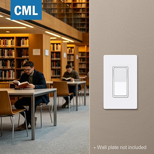 CML 4 Way Decorator Light Switch, 10 Pack Rocker Paddle Wall Switch, 15A 120/277V, Self-Grounding, On/Off Interrupter, ETL Listed, White
