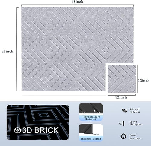 12Pack Acoustic Wall Panels, Self-Adhesive Sound Proof Foam Panels for Walls, High Density Acoustic Foam Sound Dampening & Sound Absorbing for Recording Studios, Offices, Home, 12"×12"×0.4", Grey