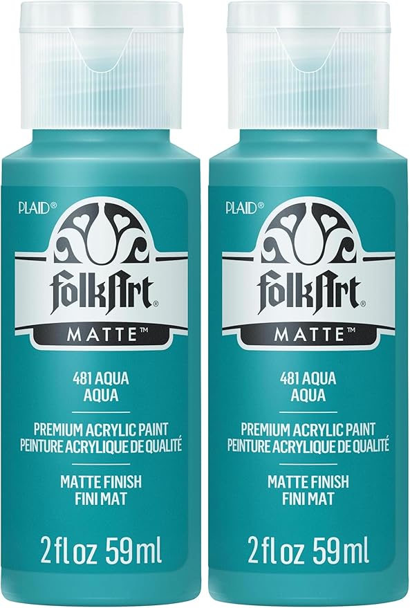 FolkArt Acrylic Paint in Assorted Colors (2 oz), 481, Aqua (Pack of 2)