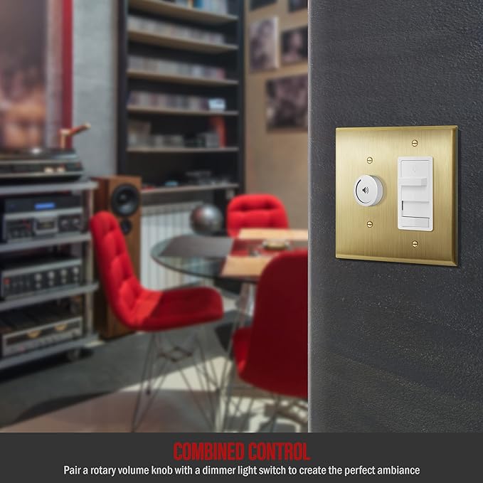 ENERLITES Combination Toggle Switch and Decorator Receptacle Metal Wall Plate, Stainless Steel 201 Outlet Cover, Corrosion-Resistant, Mid-Size 2-Gang 4.88" x 4.92", 771131M-BB, Brushed Brass