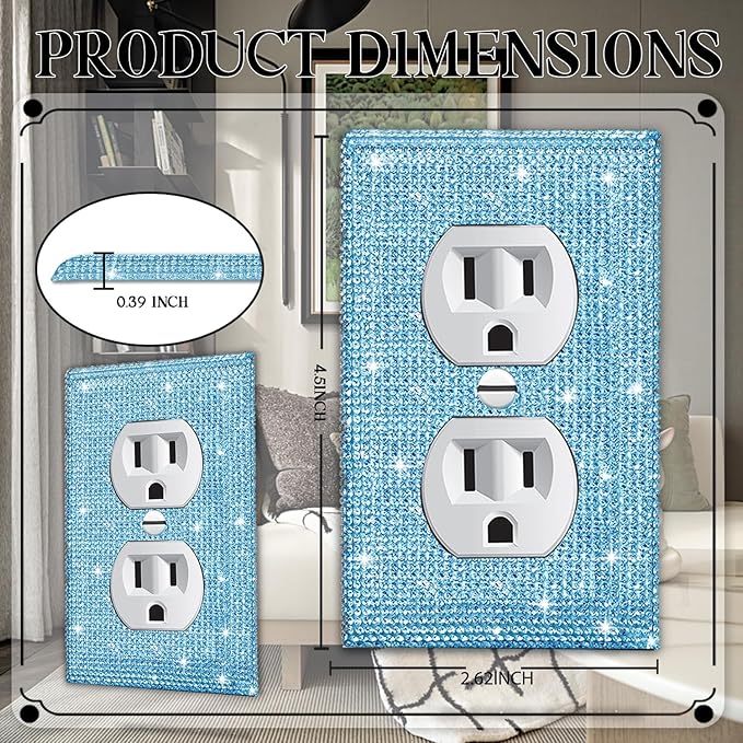 Shiny Blue Rhinestones Outlet Light Switch Plate Decorative Outlet Covers Rhinestone Blue Outlet Cover Wall Plates Light Switch Cover Plate