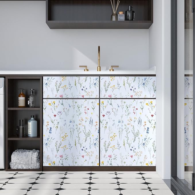 ILHIIOR Colorful Floral Peel and Stick Wallpaper Boho Leaf Contact Paper White Floral Removable Self Adhesive Waterproof Wall Paper for Cabinet Drawers Wall Decor Renter Friendly 17.5''x787''