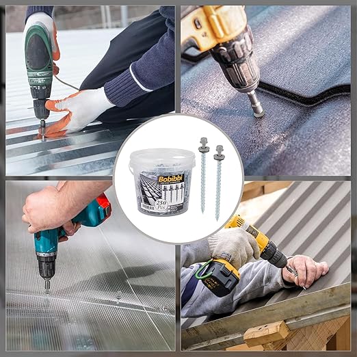 Metal Roofing Screws 10 x 3 inch, Gray Hex Head Sheet Metal Roof Screw with EPDM Washer for Corrugated Roofing (250Pcs)