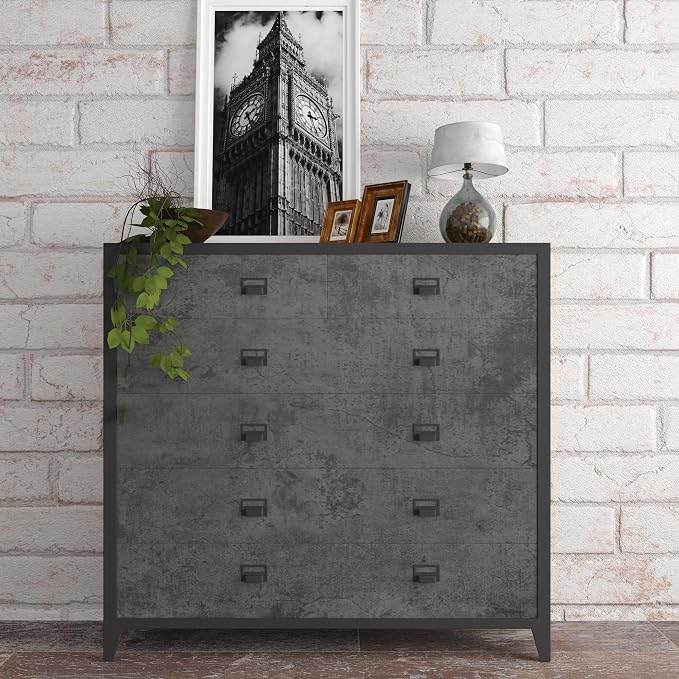 JSEVEM 48"×591" Dark Grey Concrete Contact Paper Self Adhesive Gray Faux Cement Wallpaper Peel and Stick Waterproof Industrial Matte Textured Vinyl Wrap for Office Bedroom Living Walls