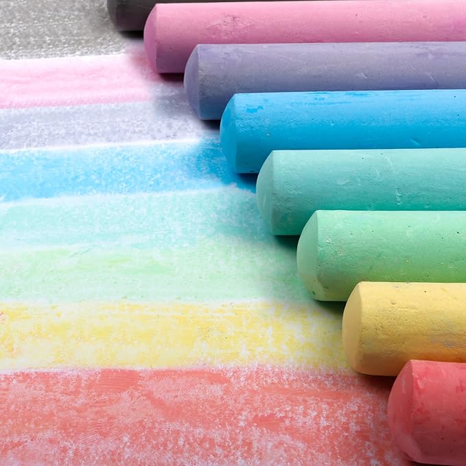 feela 180 Pack Sidewalk Chalk, Sidewalk Chalk Set For Kids Jumbo Chalk Bulk, Great for Kids Family, Paint on Sidewalk Wall School Driveway Blackboard Street Playground, 18 Colors