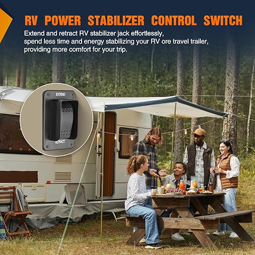 Nilight RV Electric Stabilizer Jack Switch Power Rocker Switches Extend Retract ON Off ON Momentary Waterproof with Harness for Trailer Boat Truck Linear Actuator