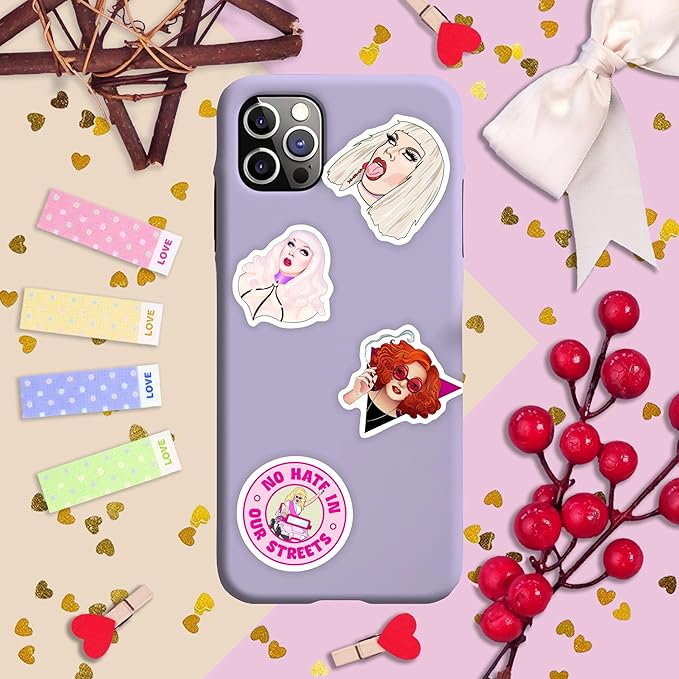 BulbaCraft Drag Queen Stickers for Water Bottle and Laptop - Pride Party Supplies, Decorations & Gifts, Waterproof Vinyl Decals, Gifts for Women & Men