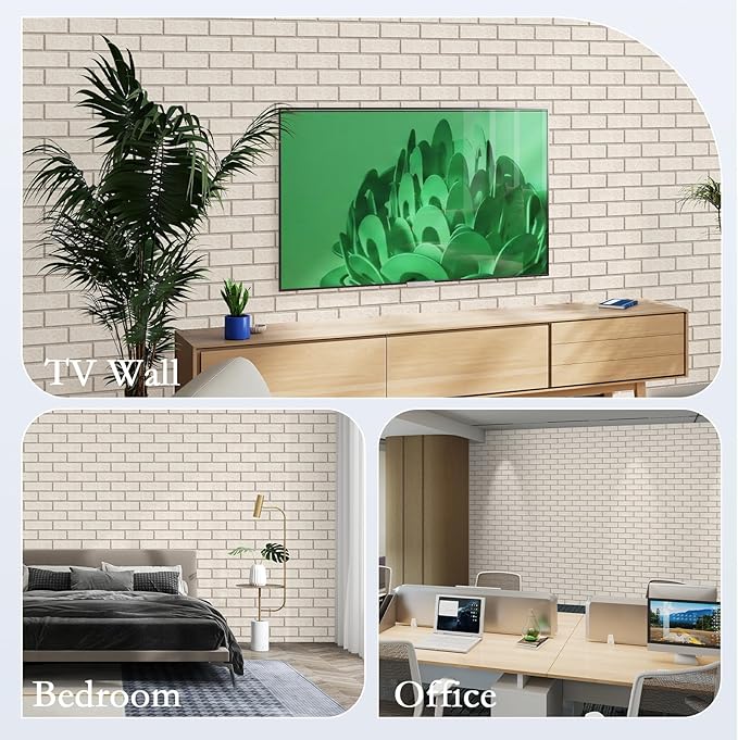 12Pack Acoustic Wall Panels, 12"×12"×0.4" Self-Adhesive 3D Brick Pattern Sound Proof Panels for Walls, High Density Decorative Acoustic Foam Sound Proofing for Recording Studio, Office, Camel