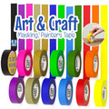 DEART 12PCS Colored Masking Tape, Kids Art Supplies, DIY Craft Tape, Colored Tape Rolls, Colored Painters Tape, 1.7cm x 10m (2/3In x 11Yards) for Labeling Coding Rolls Washi Scale Scrapbook Lab Tape