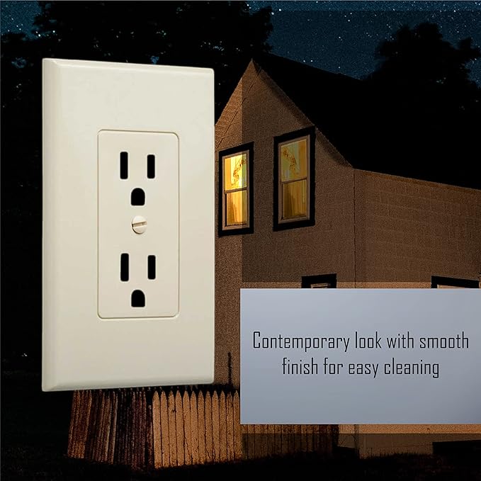 TayMac MW2500I MASQUE 1-Gang Decorator Electrical Outlet Cover Wall Plate (5-Pack), Replaces Old and Discolored Wall Plate for Electrical Outlet, Home Improvement Essentials, Ivory Polycarbonate