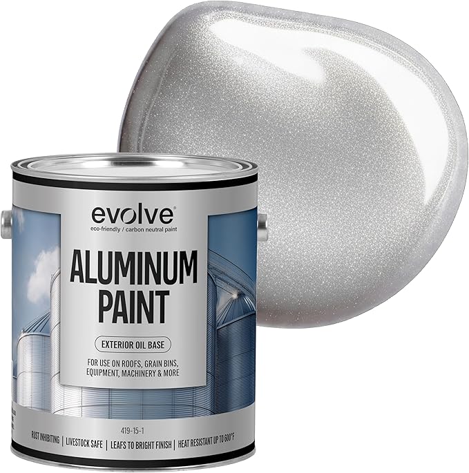 EVOLVE Aluminum Paint, 1 Gallon – Oil-Based Rust Protection for Roofs, Grain Bins & Equipment