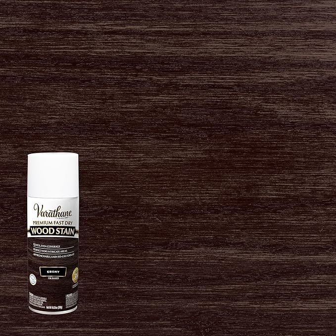 Varathane Premium Fast Dry Wood Stain Spray | 1 Hour Dry Time | 1 Coat Color | Interior Wood Stain | Furniture, Cabinets, Doors, Trim | 10.25 oz | 6 Pack | Ebony