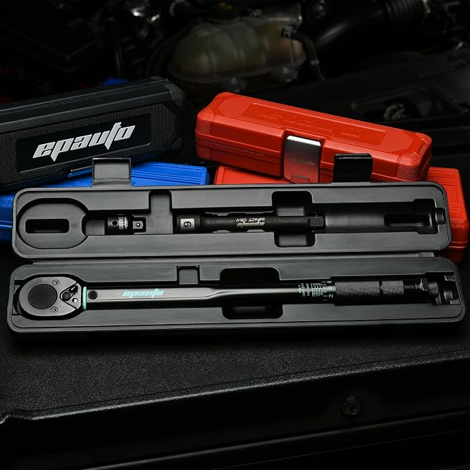 EPAuto 1/2-inch Drive Click Torque Wrench, 10-150 ft/lb, 13.6-203.5 N/m, Black | 1/2-inch 10-150 ft/lb, 13.6-203.5 N/m