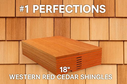 18" #1 Perfections Western Red Cedar Shingles – CERTI‑Grade, Clear Vertical Grain, Kiln Dried – Premium Cedar Siding & Roofing Shingles (USA Mill)