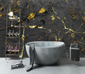 YIHWM-Peel and Stick Black and Gold Marbled Wallpaper Abstraction Art Mural | Tear-resistant,with a substantial feel;Will not be damaged during repositioning.Bathroom,Bedroom wallpaper.M-118"x85"