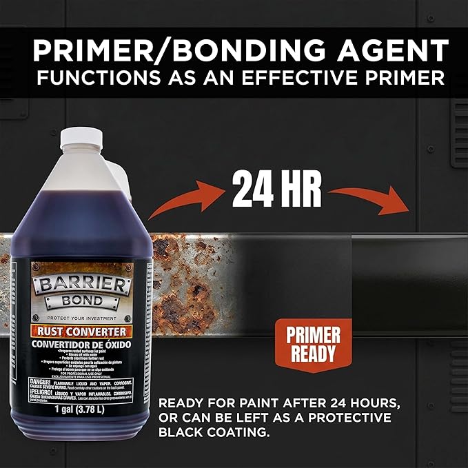 Custom Shop Barrier Bond - Rust Converter, 1 Gallon, Anti-Rust Metal Coating, Rustpoofing Protection, Rust Remover & Inhibitor