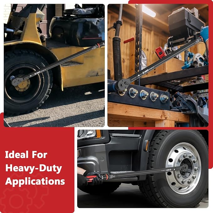 VANPO Torque Wrench 3/4-Inch Drive 100-650 Ft-Lb for Truck, ±3% Accuracy | Click Style, Quick-Release Ratchet Head, Heavy Duty for Heavy Equipment & Industrial, 40 CR, TPR+ABS Handle, 45-Tooth