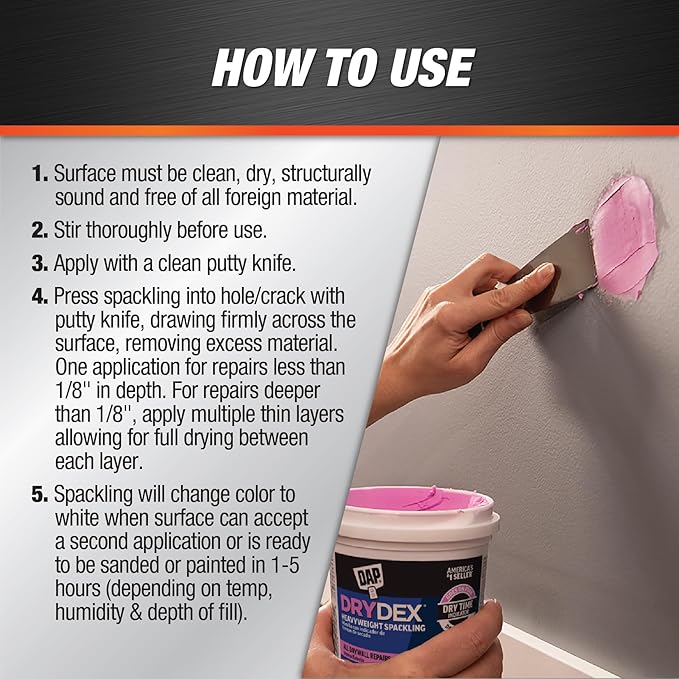 DAP 7079812347 Drydex Spackling Ga Raw Building Material, Pink/White