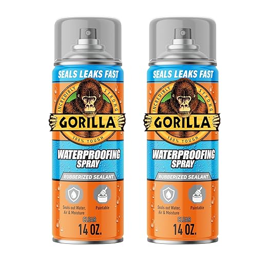 Gorilla Waterproofing Spray, Rubberized Sealant, Clear, 14 Ounce (Pack of 2) - Seals Out Water, Air, and Moisture