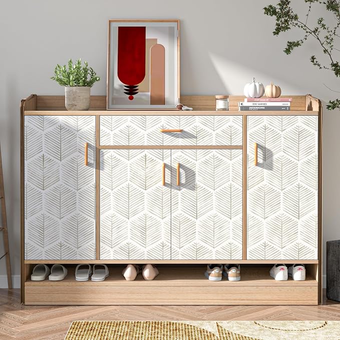 MelunMer Geometric Peel and Stick Wallpaper Boho Beige White 17.3''×787'' | Beige Modern Self Adhesive Removable Wallpaper for Bathroom Waterproof Cabinets Drawer, Decor Easy to Install Renter Friendly