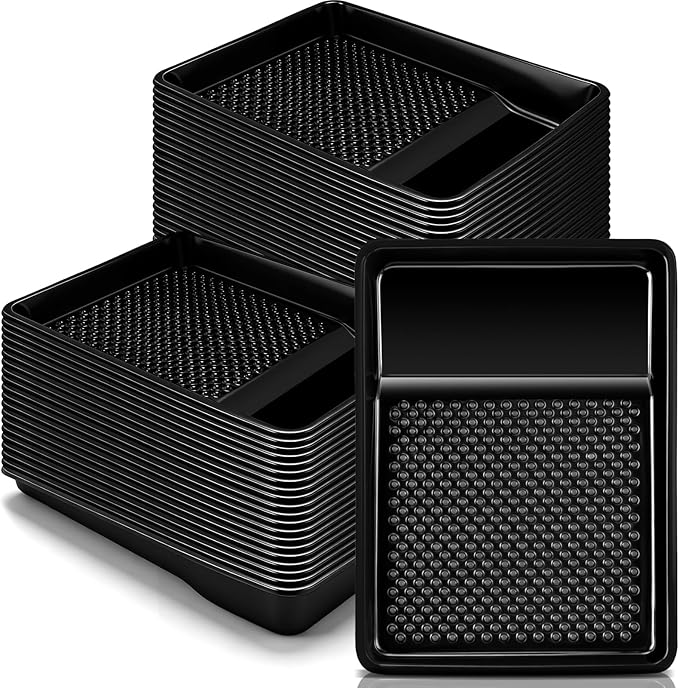 Geelin 40 Pcs 9 Inch Disposable Paint Tray Liner Heavy Duty Plastic Household Paint Pan Trays(Dots, Black)