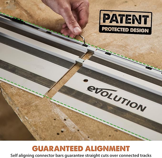 Evolution ST1400-G2 55" Circular Saw Guide Rail/Track | Universal Fit: Makita, Bosch, Festool, Triton, Metabo | 55"/4.6ft (1.4m) | Includes Self-Aligning Bars, 2x Track Clamps, Hex Key & Carry Bag