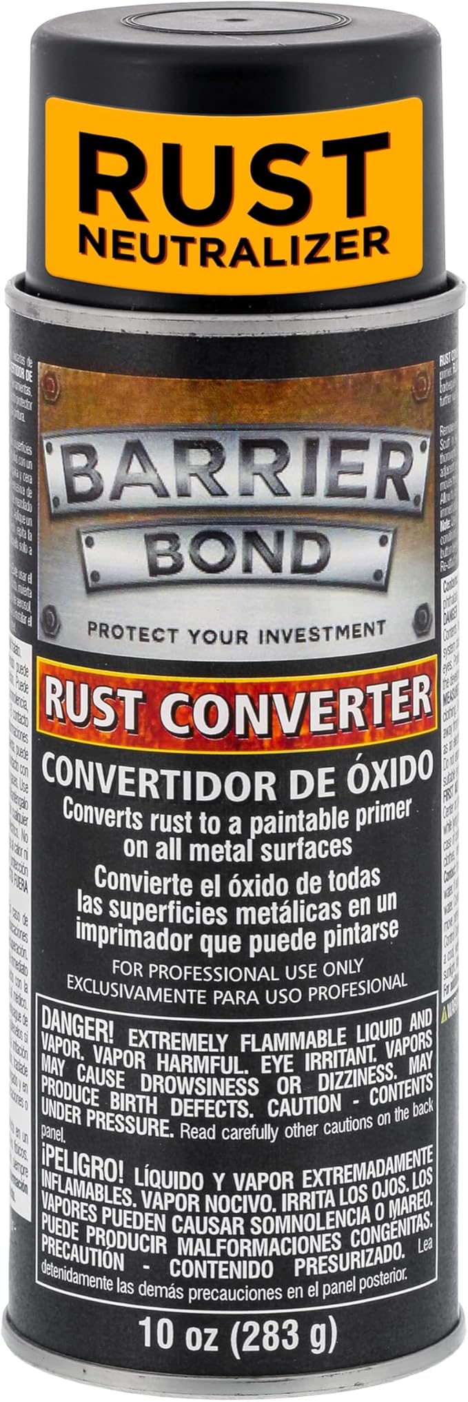 Custom Shop Barrier Bond - Rust Converter, 10-Ounce Spray Rust Remover for Metal - for Auto, Industrial, Home Metal Treatment & Protection