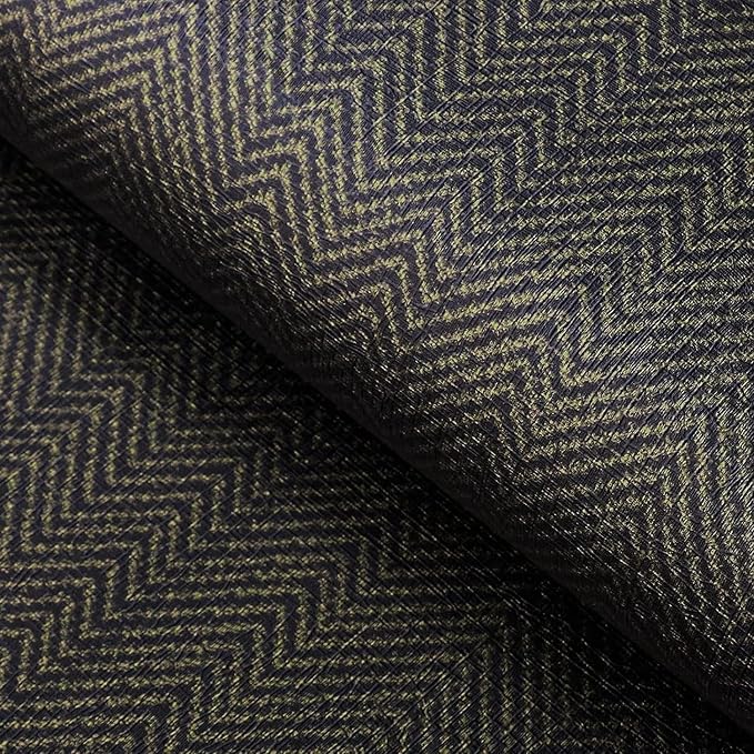 FunStick 15.8"x240" Black and Gold Grasscloth Wallpaper Self Adhesive Fabric Peel and Stick Wallpaper Geometric Wallpaper Removable Modern Herringbone Contact Paper for Bedroom Cabinets Desk Shelves