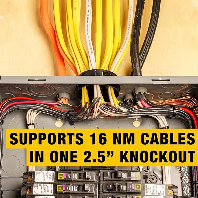 Wire Waffle Connnector for 2.5" KO's - 1 unit, NM Cable Connector, 16 Cables in 1 Knockout, UL Listed & NEC Compliant (KO25W)