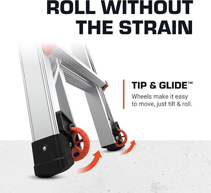 Little Giant Ladder Systems Velocity with Wheels, M17, 17 Ft, Multi-Position Ladder, Aluminum, Type 1A, 300 lbs Weight Rating, (15417-001)