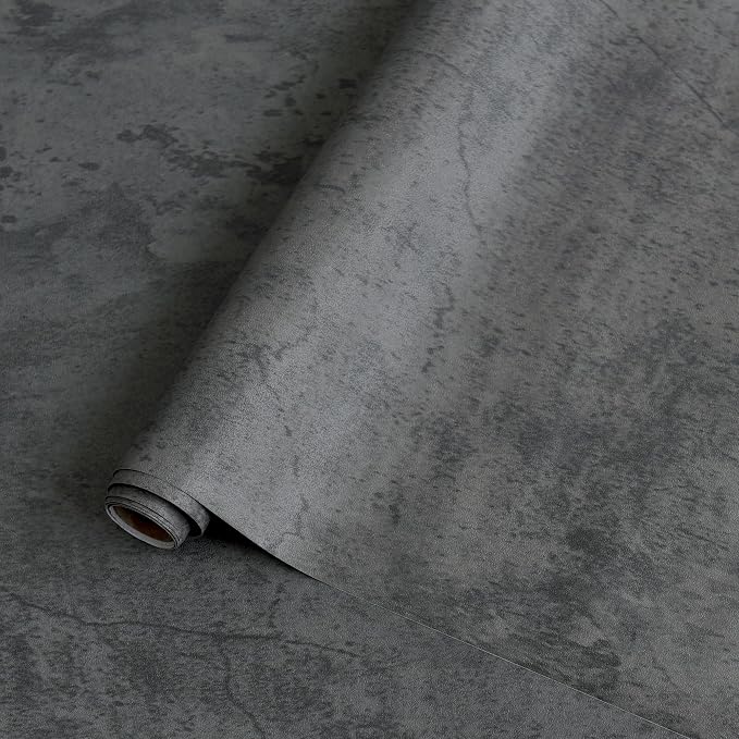 BAYYA Blue Concrete Textured Wallpaper Wall Paper Peel and Stick Modern | Waterproof Industrial Wall Covering Vinyl Wrap Sticker Cement Wallpaper for Bedroom Bathroom Living Room Walls 48"x118"