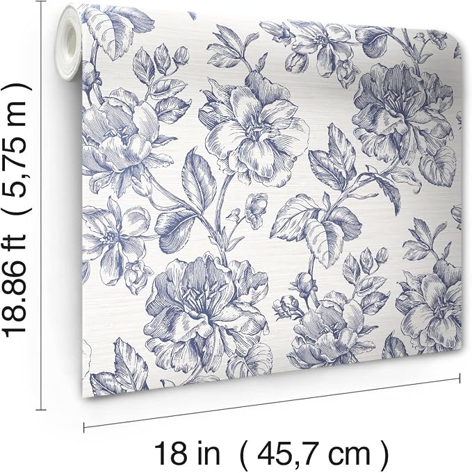 RoomMates Tamara Day RMK12577RL Blue Flower Girl Peel and Stick Wallpaper