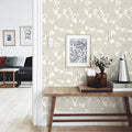 JiffDiff Tree Wallpaper Peel and Stick Jungle Wall Paper Forest Mural Stick on Wallpaper Modern Waterproof Self Adhesive Contact Paper(17.3" x 400" Cream)