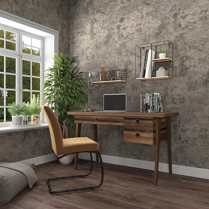 JSEVEM 48"×591" Light Brown Concrete Wallpaper Peel and Stick Industrial Beige Gray Cement Contact Paper Vinyl Warp Matte Textured Self Adhesive Wall Paper for Bedroom Bathroom Office Walls
