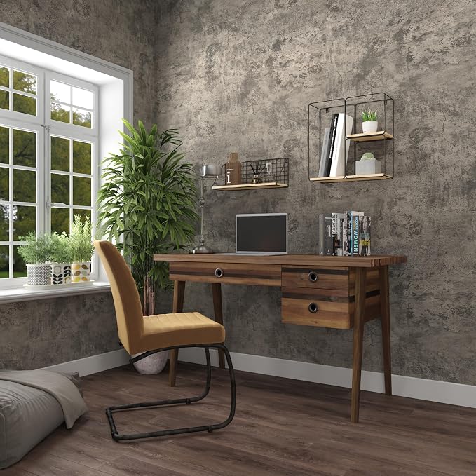 JSEVEM 24"×354" Light Brown Concrete Wallpaper Peel and Stick Industrial Beige Gray Cement Contact Paper Vinyl Warp Matte Textured Self Adhesive Wall Paper for Bedroom Bathroom Office Walls