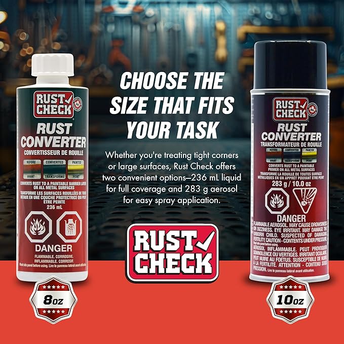 Rust Converter – Rust Neutralizer & Encapsulating Sealer – Anti-Rust Preventive Metal Agent for Automotive Restoration – Rusty Surface Fix, Inhibitor & Corrosion Stopper - 8 FL OZ - Bottle
