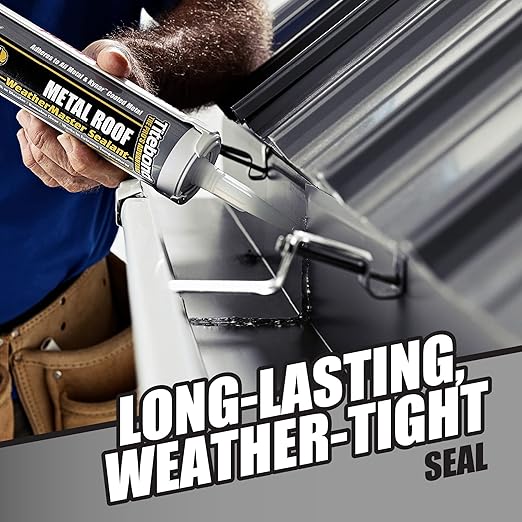 Titebond WeatherMaster Metal Roof Sealant, Silver – Premium Polymer Caulk for Aluminum, Copper, Galvanized Steel & Coated Metals, UV-Resistant – 62611, 9.5 Oz. Cartridge