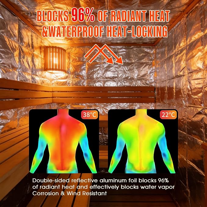 Sauna Foil Vapor Barrier, 4FT x 125FT 500 sqft Aluminum Insulation | Heavy-Duty Reflective Thermal Barrier Roll, Non-Perforated Aluminum Foil, Energy Saver for Sauna, Attic, Garage, Crawl Space
