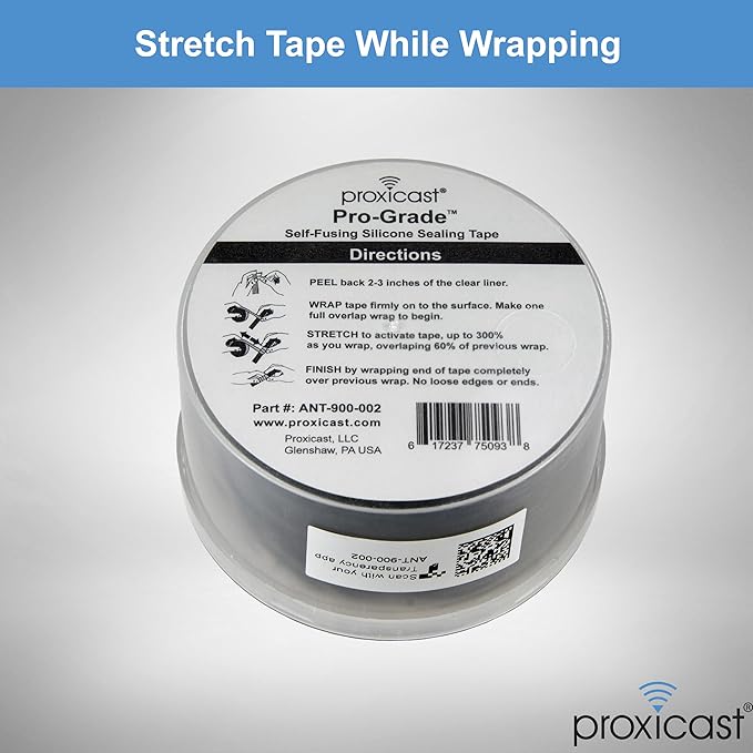 Proxicast Pro-Grade Extra Strong 30mil Weatherproof Self-Fusing Silicone Rubber Sealing Tape For Outdoor Antenna Coax & Electrical Cables, Hose/Pipe Leaks & Emergency Repairs (1.5" x 15' roll) - Green