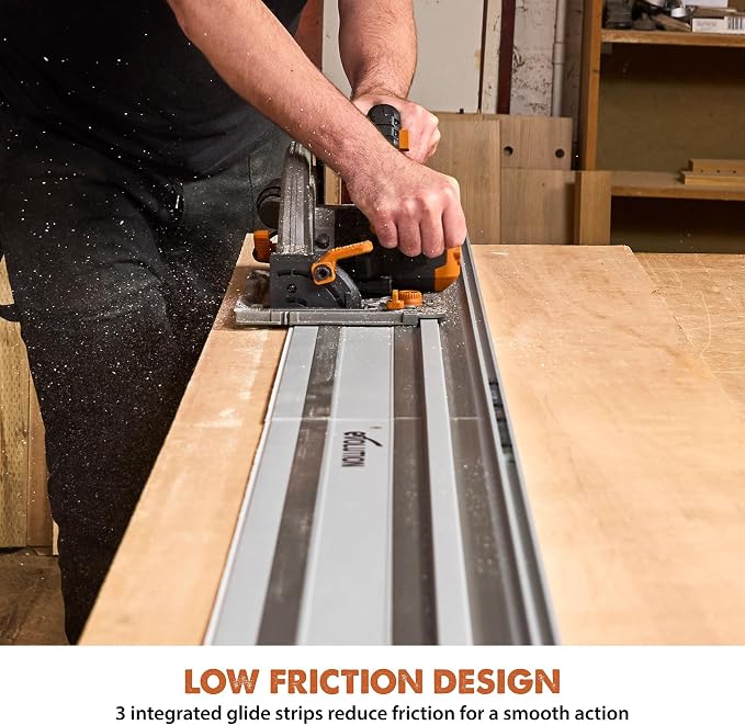 Evolution ST1400-G2 55" Circular Saw Guide Rail/Track | Universal Fit: Makita, Bosch, Festool, Triton, Metabo | 55"/4.6ft (1.4m) | Includes Self-Aligning Bars, 2x Track Clamps, Hex Key & Carry Bag