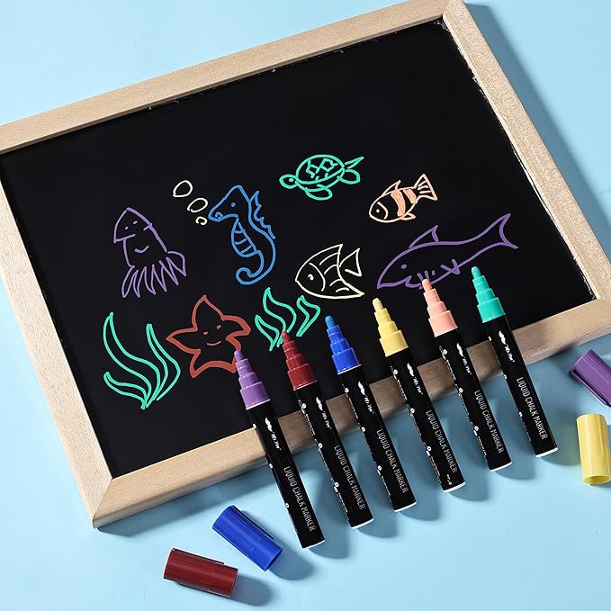 Mr. Pen Chalk Markers - 6 Pack Assorted Colors, 8 Labels, Liquid Chalk Pens for Chalkboard & Glass, Erasable