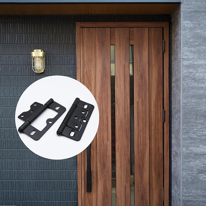 Wealrit 6 pcs Non-Mortise Hinges Door Hinges 3 Inch Length Heavy Duty Door Hinges Black Bifold Butt Hinges with Screws