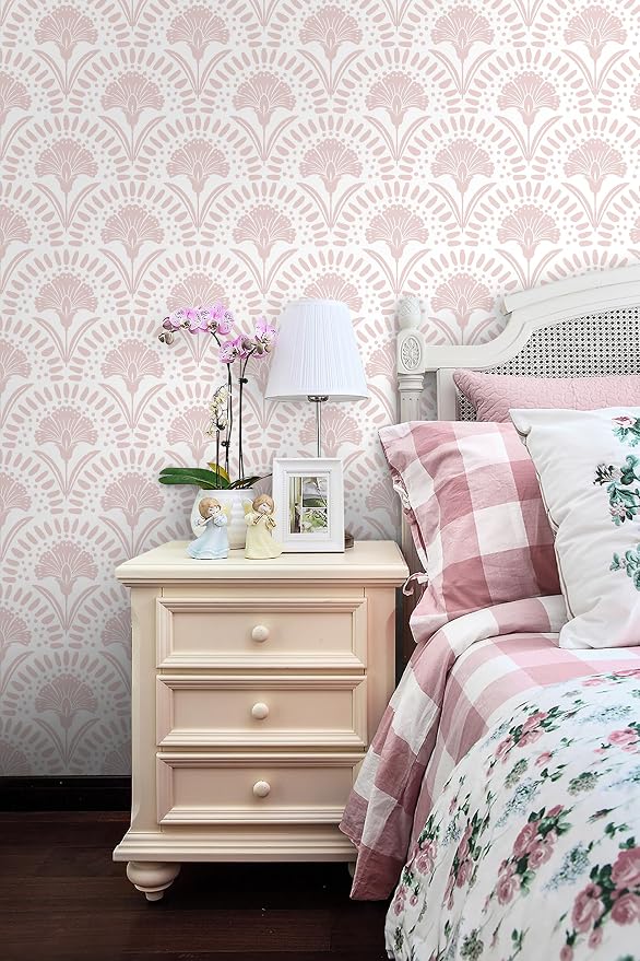 Timeet 17.7 in × 78.7 in Boho Peel and Stick Wallpaper Pink Floral Contact Paper White Pink Flower Wallpaper Removable Self Adhesive for Cabinet Bathroom Waterproof