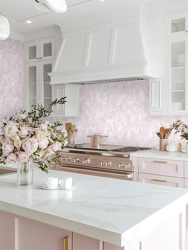 17.3" X 393" Peel and Stick Wallpaper Floral Boho Pink Contact Paper Bird Cute Girl Modern Wall Paper Renter Friendly Waterproof Removable Self Adhesive Bedroom Kitchen Dorm Cabinets Vinyl
