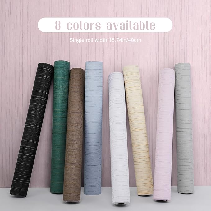 Pink Grasscloth Peel and Stick Wallpaper Vintage Texture Removable Waterproof Wallpaper for Room Walls, Cabinets, Furniture, Drawers, Desk A Set of 15.7"x480"