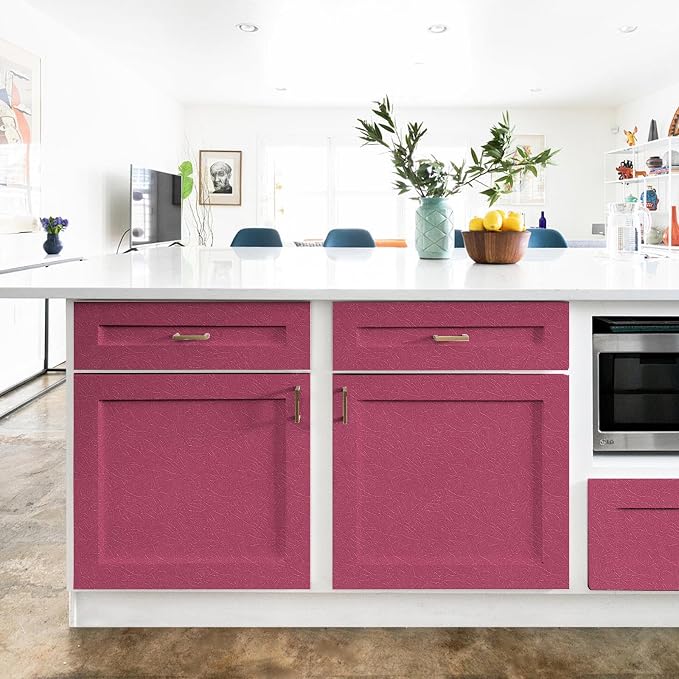 Rose Red Peel and Stick Self Adhesive Wallpaper Countertop Contact Paper | ReRmovable Waterproof Bathroom 15.7" X 393.7" Kitchen Vinyl Wrap for Cabinet Countertops Wall Counter Top Paper