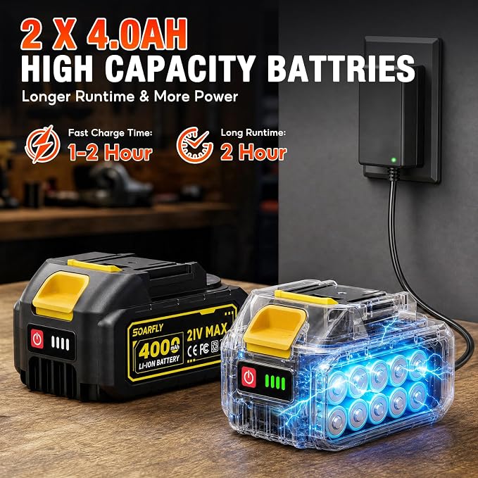 1/2" Cordless Impact Wrench, 738 Ft-lbs (1000 N.m) Impact Gun | 2x 4.0Ah Batteries, 3 Speed, Brushless Motor, LED Light, 6 Sockets, High Torque Impact Driver for Home Car/Mower/Truck RV
